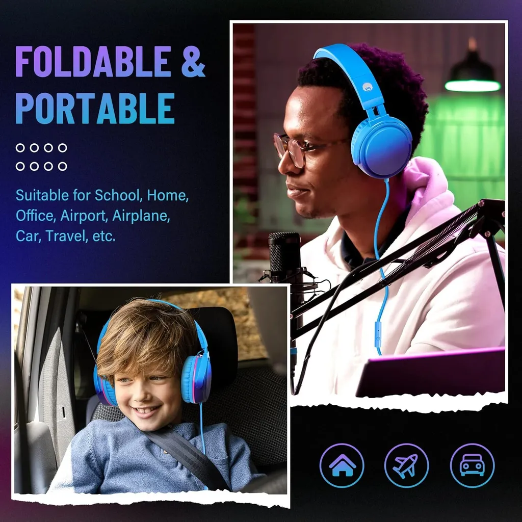Cuffie Stereo Cablate Pieghevoli: Jack 3,5mm e Microfono Integrato - 3