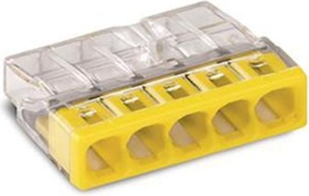 COMPACT-VERBINDUNGSKLEMME - FR EINDRHTIGE LEITER - max. 2.5 mm - 5-LEITER - TRANSPARENTES GEHUSE - DECKEL: GELB