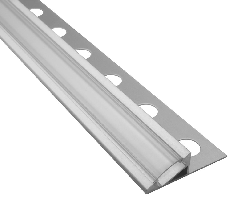 T77 LED Alu Fliesenprofil 10mm silber 20° 2m klar