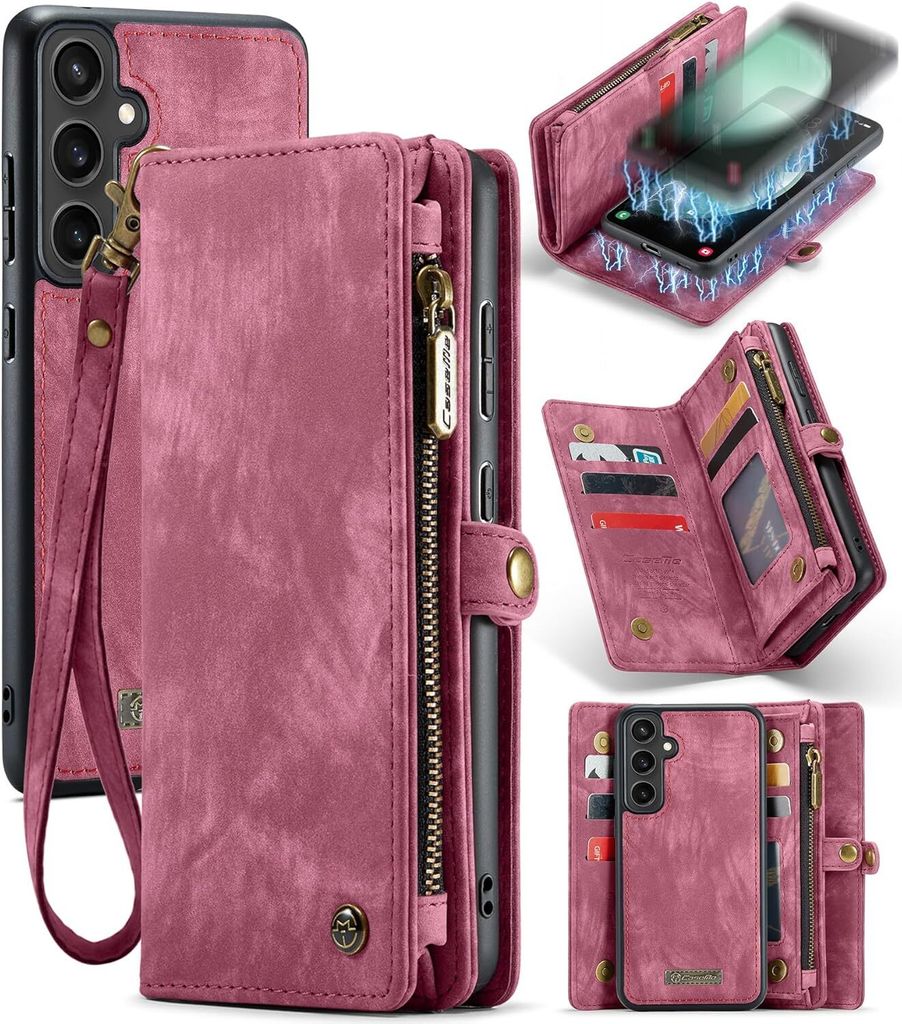 Caseme Samsung Hülle mit Zipper 2in1 Samsung S25 Plus-Rot Produktbild 