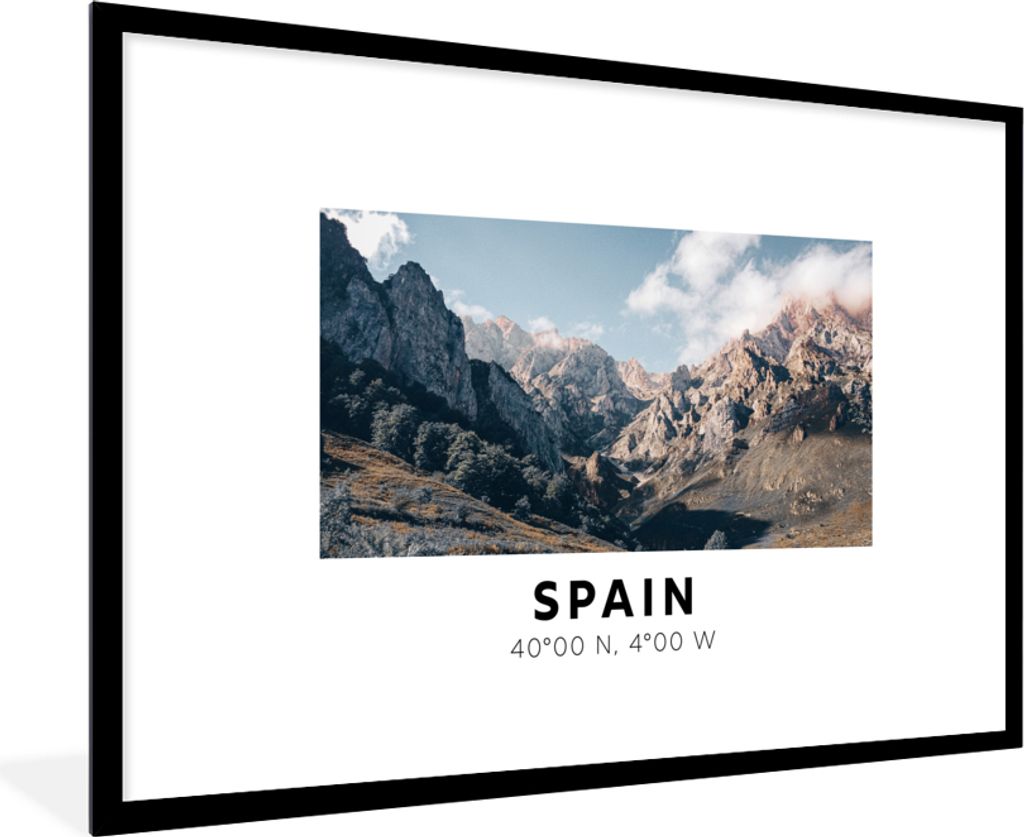 MuchoWow Gerahmtes Poster Spanien - Berge - Sommer 90x60 cm - Poster mit Schwarzem Bilderrahmen Wandposter Rahmen Foto Bilder - Wanddekoration - ...