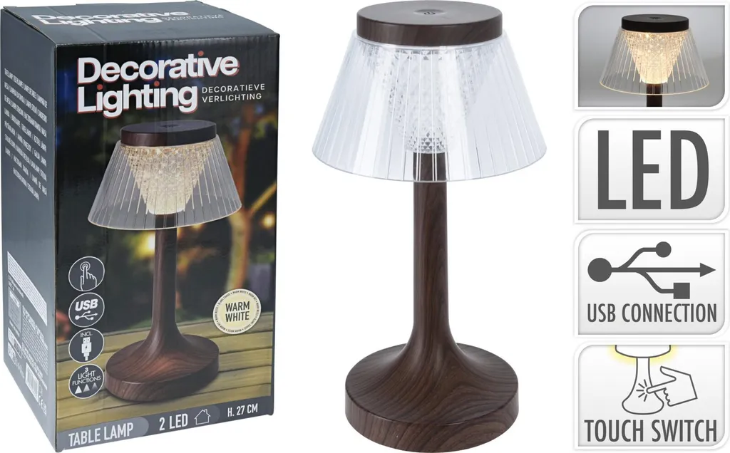 Lampe sans fil rechargeable LED bois 27cm : fini les câbles encombrants