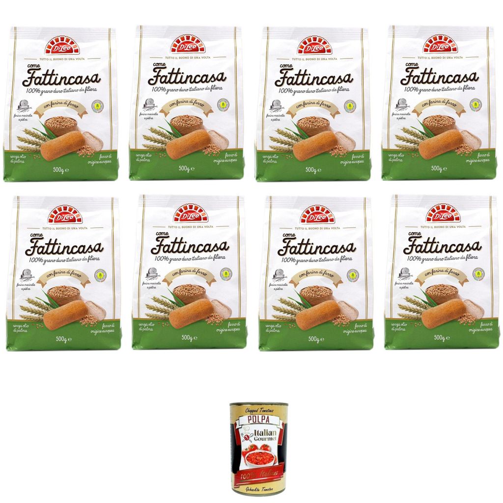 Di Leo Biscotti come Fattincasa con farina di farro, Kekse als hausgemachtes mit geschrieben Mehl, biscuits 8x 500g + Italian Gourmet polpa 400g