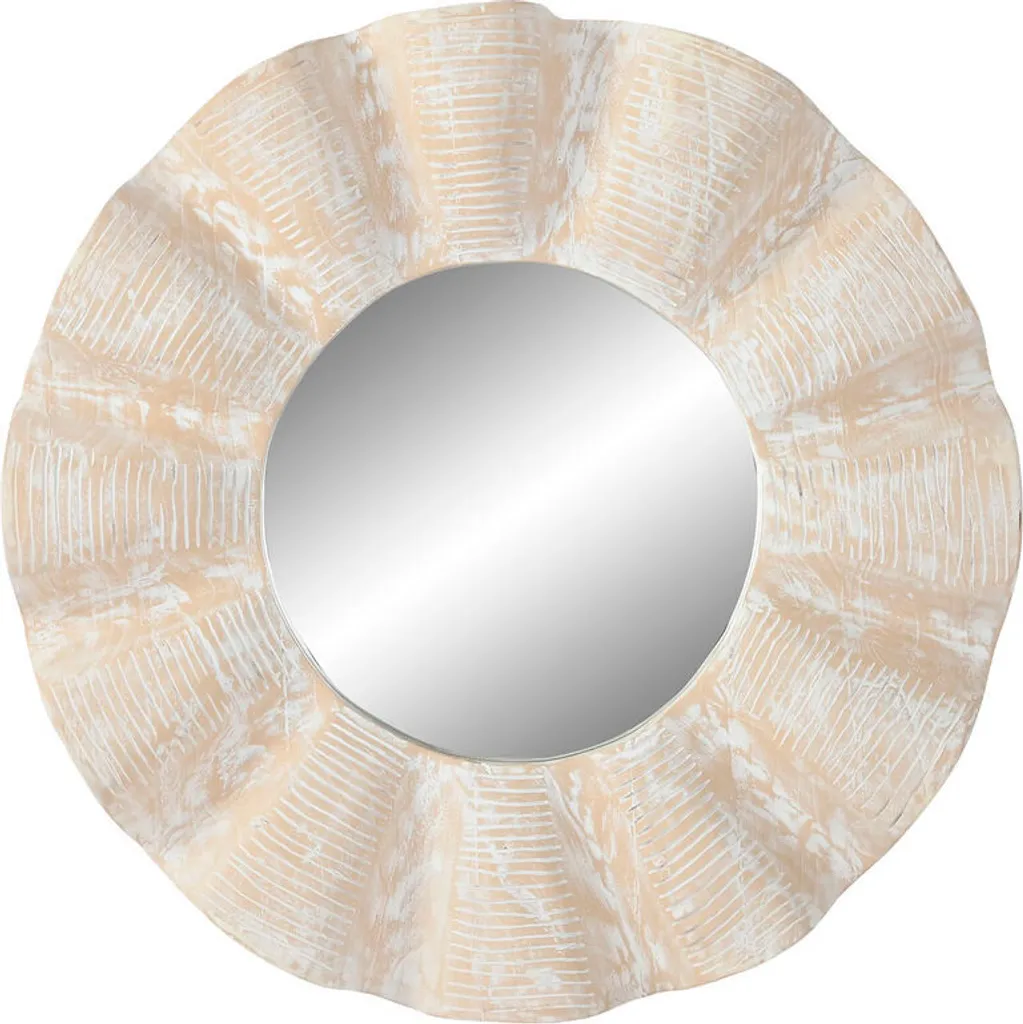 Grand miroir blanc décapé Home ESPRIT style vintage sculpture 76 cm