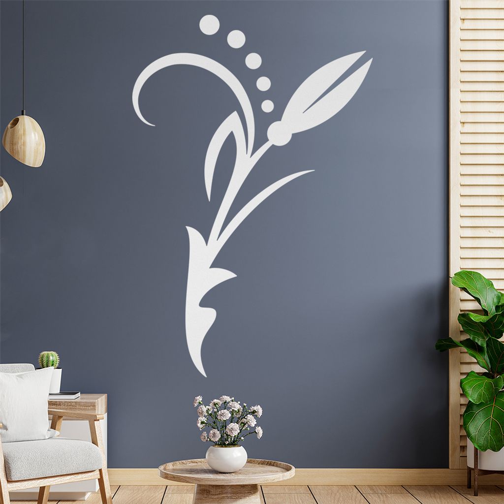 Blume - Linien Punkte Wandtattoo in 6 Größen - Wandaufkleber Wall Sticker - Dekoration, Küche, Wohnzimmer, Schlafzimmer, Badezimmer