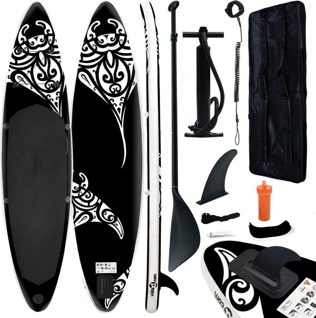 "Black Friday" SUP-Board-Set Aufblasbar 305x76x15 cm Schwarz - Stand Up Paddle Boards CC3101