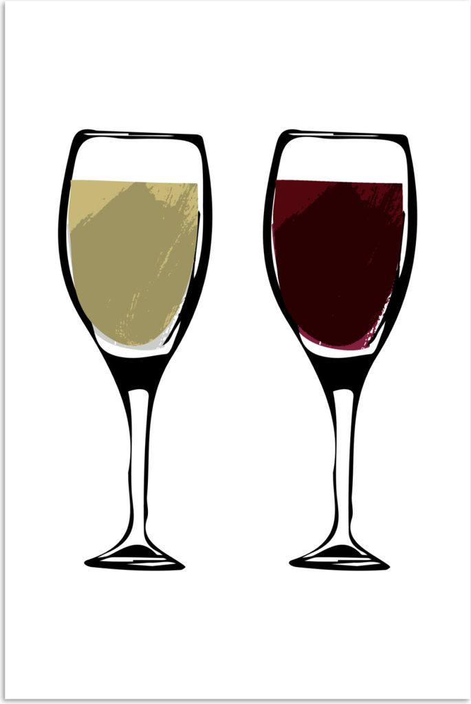 MuchoWow Poster Illustration - Weingläser - Wein - Zeichnung - Bild 120x180 cm - Kunstposter