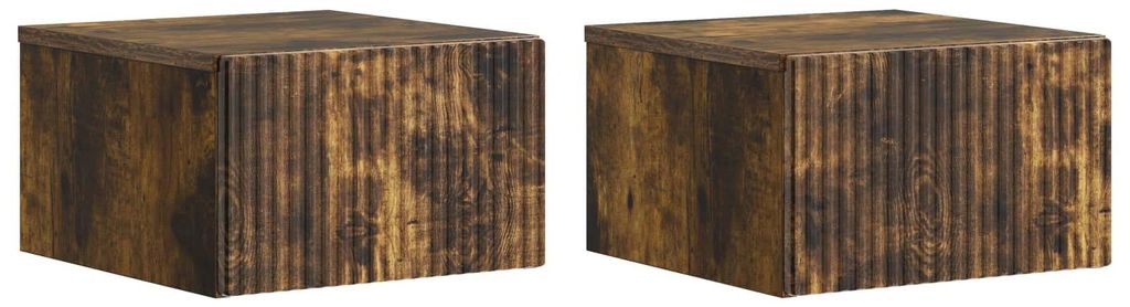 Wandmontierter Nachttisch 2 pcs Geräucherte Eiche Holzwerkstoff