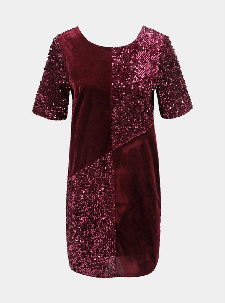 Artherium Bordeaux Paillettenkleid, Größe 40