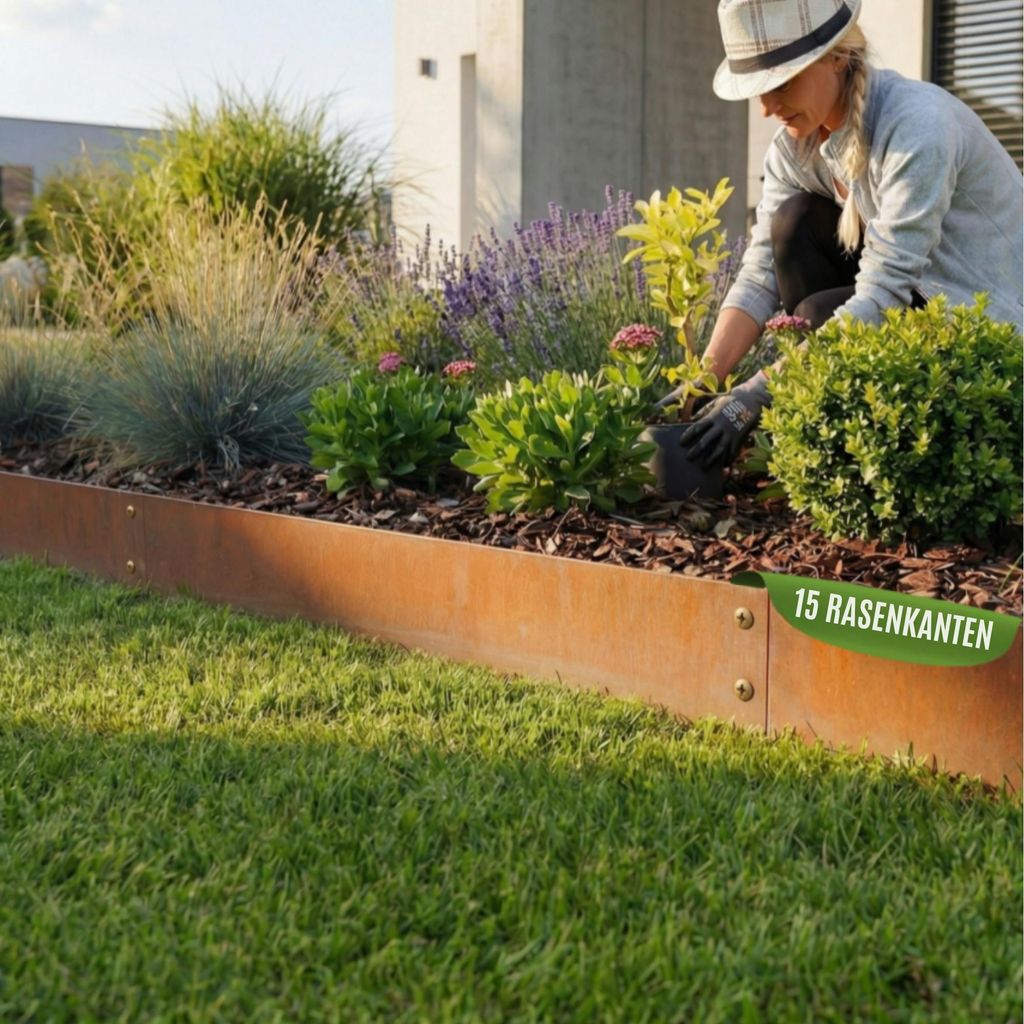 Green Spark Rasenkante Cortenstahl 15x 1m 1,5mm dick Produktbild 