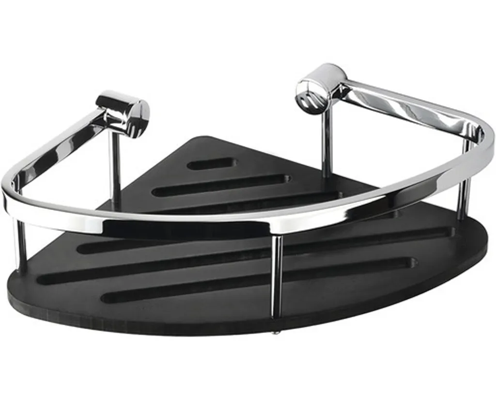Étagère de Douche d'Angle Noire en Acrylique Design Moderne pour le Coin