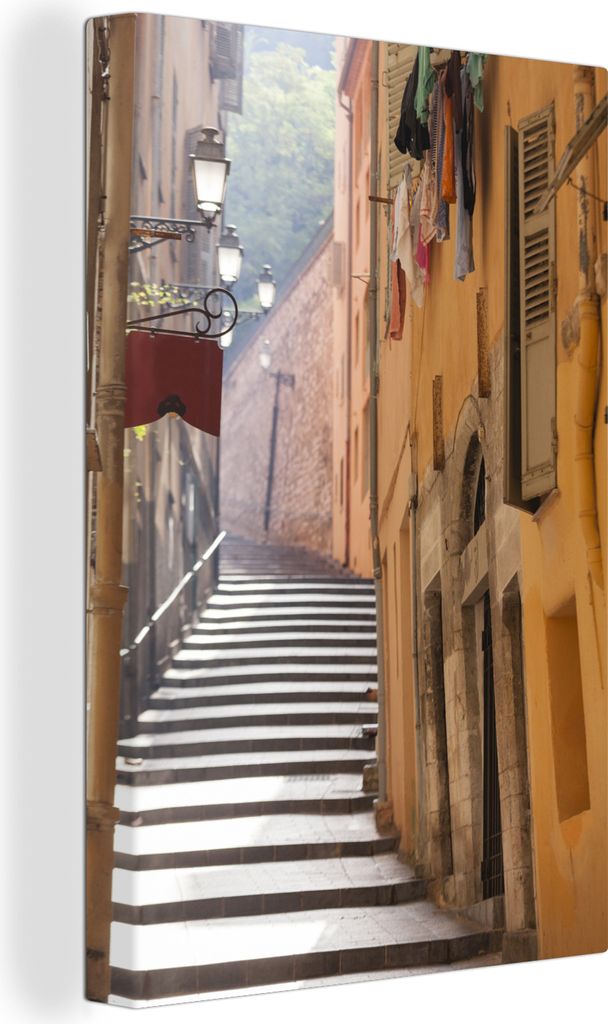 OneMillionCanvasses - Leinwandbilder - 90x140 cm, Treppe - Straßen - Nizza, Wandbilder Kunstdruck Wanddekoration - Foto auf Leinwand - Gemälde ...