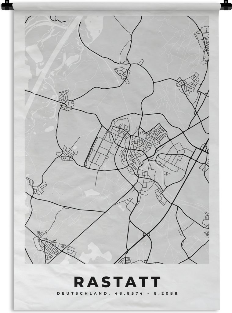 MuchoWow Wandteppich Wandbehang Rastatt - Stadtplan - Deutschland - Karte 120x180 cm Tapisserie Dekoration Wandtuch - Schlafzimmer - Dekorationen...