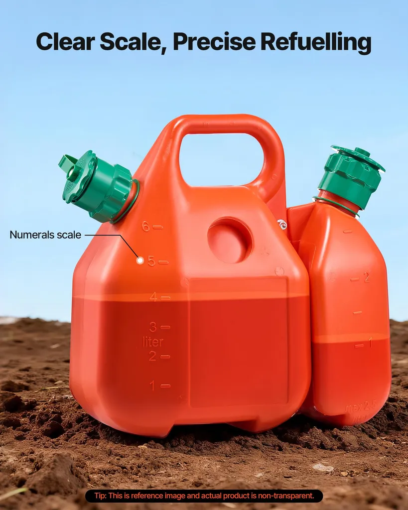 Bidon de carburant double compartiment 6L et 1,9L, débit rapide - 6