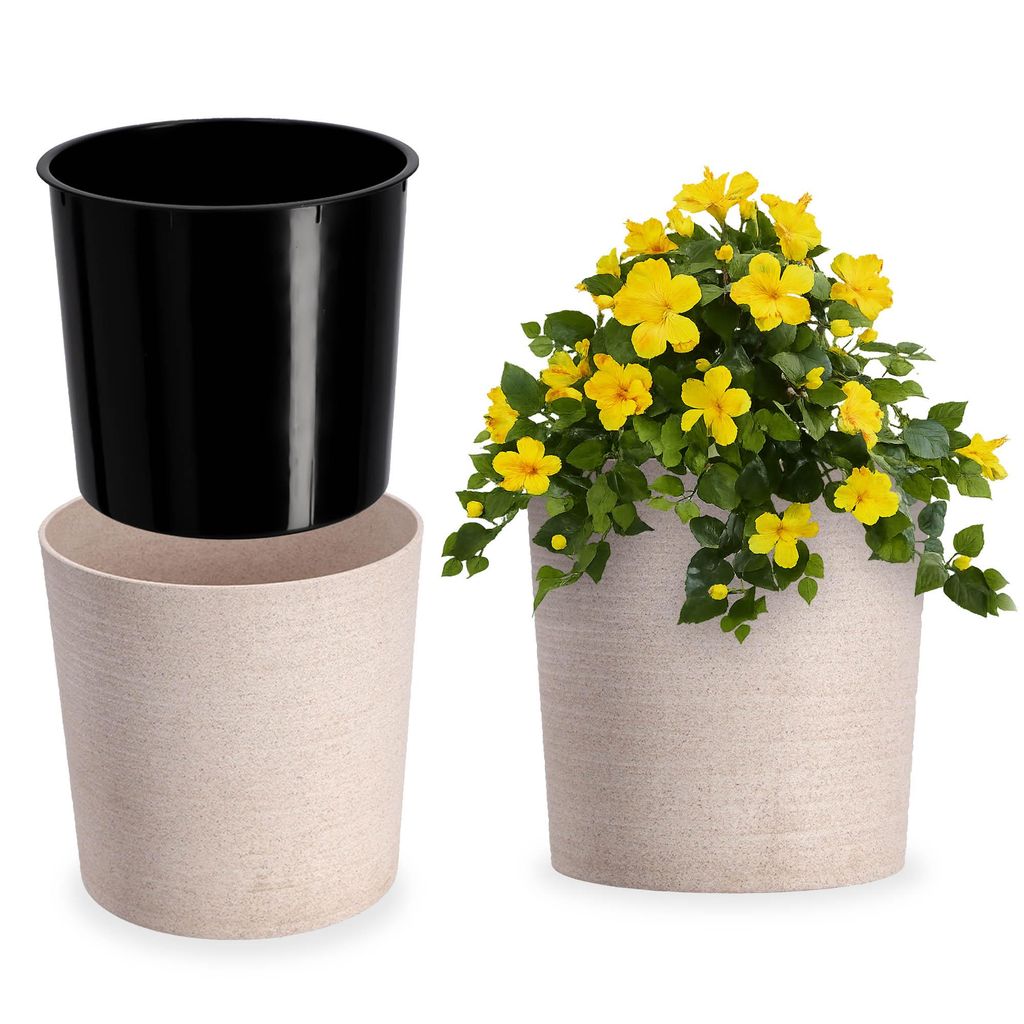 KADAX Blumentopf mit Holzspänen "Lecce", Blumentopfschutz, 19cm, Weiß