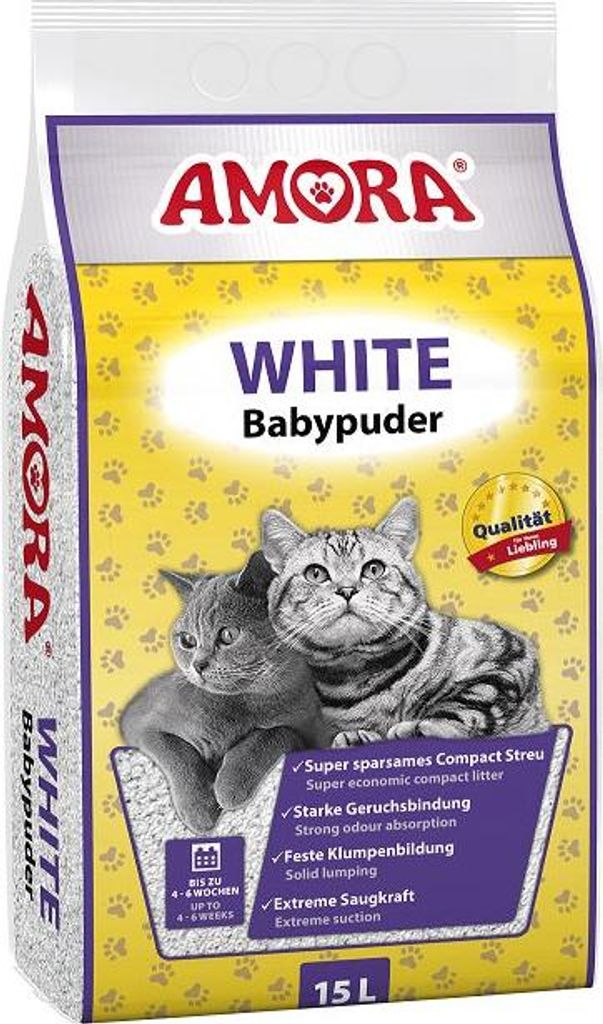 Amora Katzenstreu White Babypuder 15 L Produktbild 