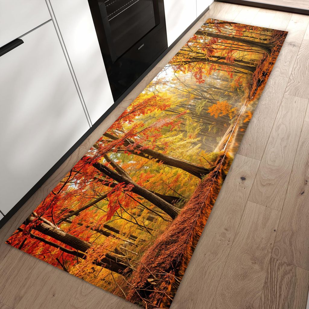 Küchenteppich 60x90cm rutschfest & abwischbar PVC Läufer - Herbstwald am See