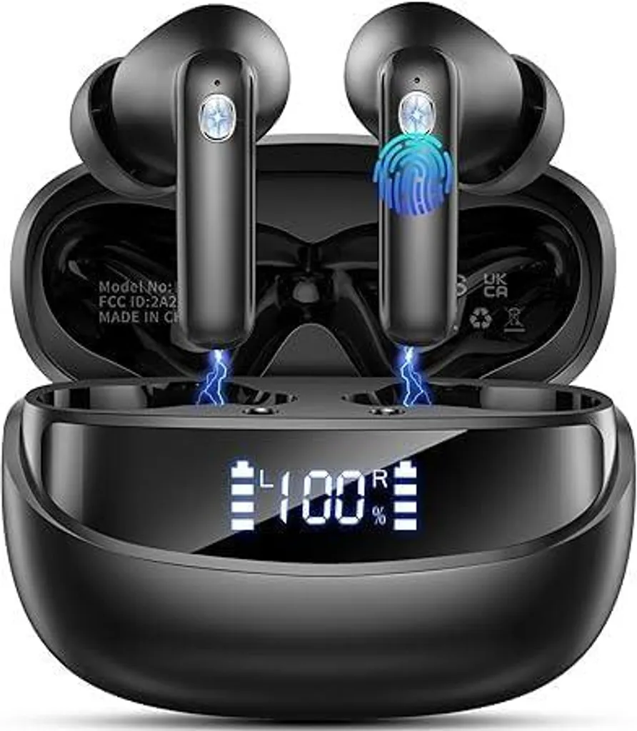 In-Ear-Kopfhörer Kabellos Bluetooth 5.4 HiFi Stereo mit ENC Noise Cancelling Mic, 50 Std Spielzeit Kabellose Kopfhörer mit IP7 Wasserdicht LED-Anzeige