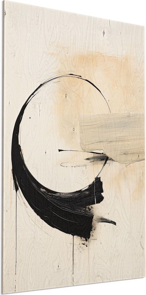 DEQORI Holzbild 60x90 cm 'Zen im Impuls' Bild auf Holz Wandbild Kunstdruck nachhaltig