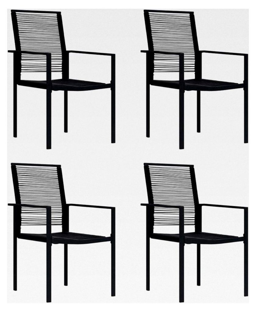Gartenstühle aus PVC und Rattan, Schwarz, 4 Stück