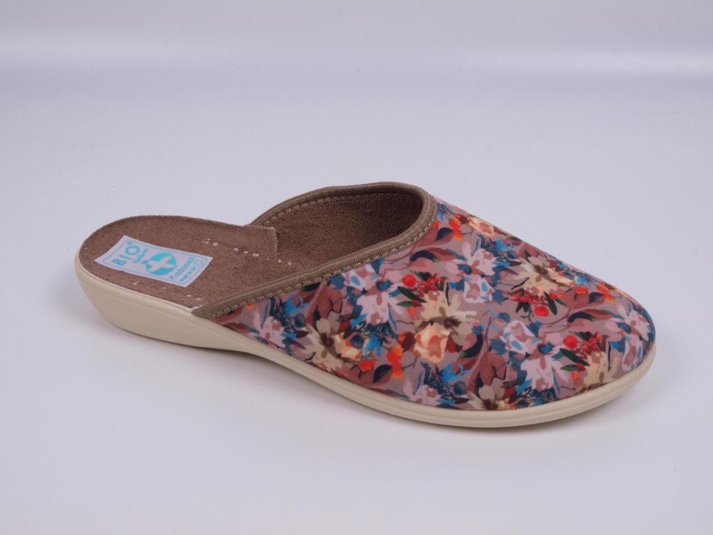 Damenpantoffeln ADANEX DIANA 29825, mehrfarbig mit Blumenmuster, Zehensteg
