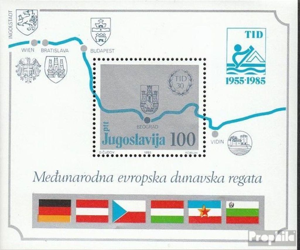 Briefmarken Jugoslawien 1985 Mi Block26 (kompl.Ausg.) postfrisch 30 Jahre Donau-Ruderregatta