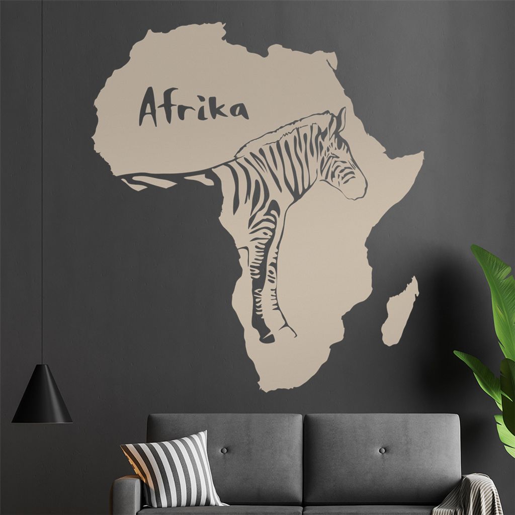 KIWISTAR Zebra u. Schriftzug Afrika Wandtattoo in 6 Größen - Wandaufkleber Wall Sticker - Dekoration, Küche, Wohnzimmer, Schlafzimmer, Badezimmer