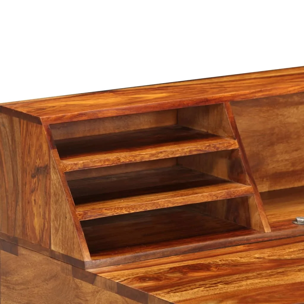 Bureau informatique de style industriel en acacia massif et pieds acier - 4