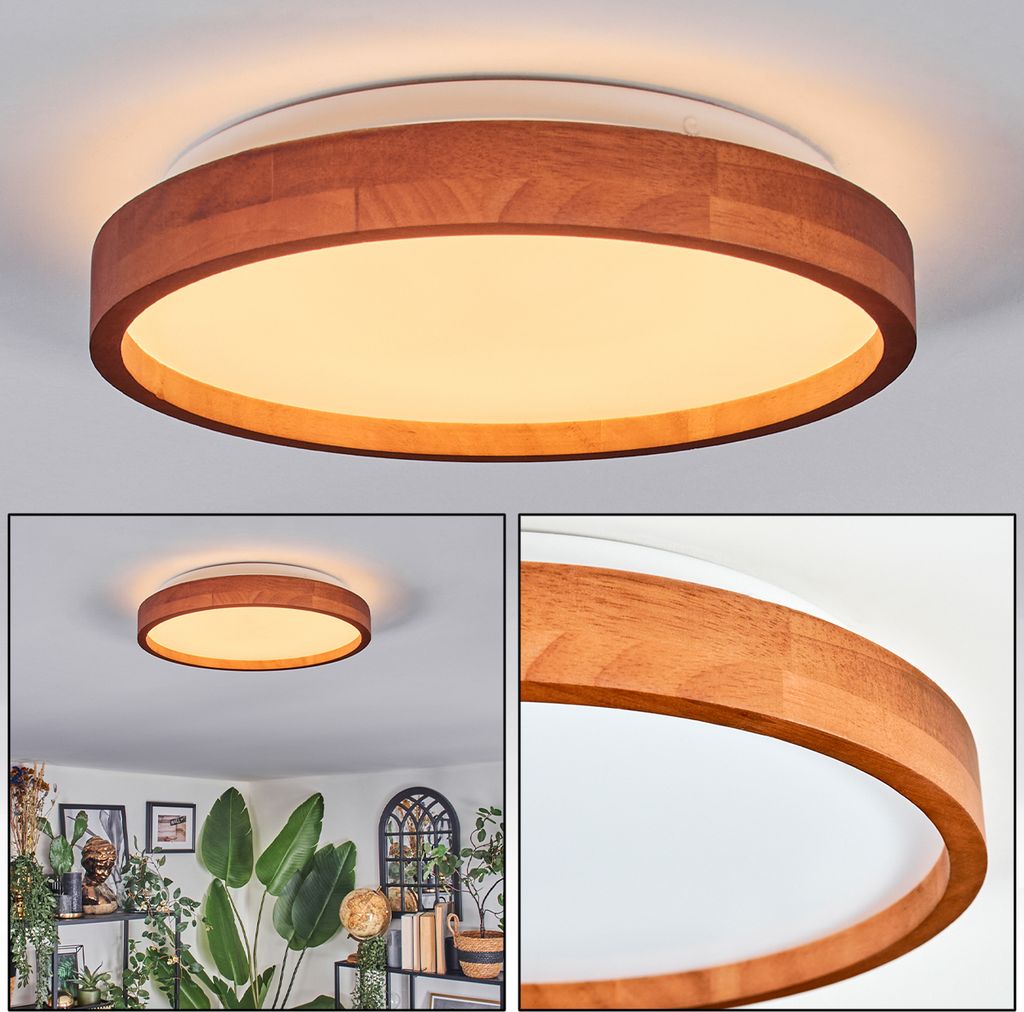 Canino Deckenlampe aus Metall/Holz/Kunststoff in Dunkelbraun/Weiß