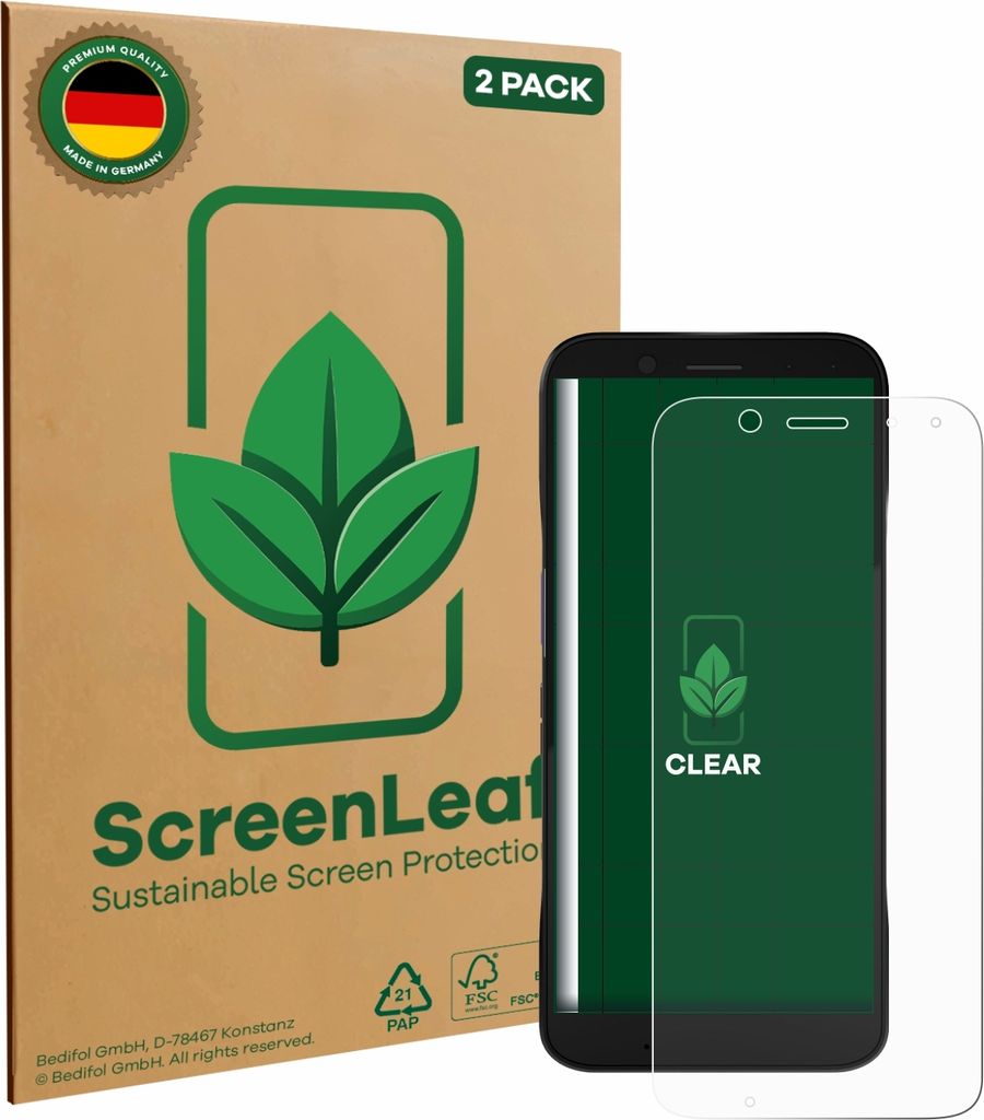 2x ScreenLeaf Schutzfolie für Datalogic Memor 12 nachhaltiger Displayschutz Display Schutz Folie Klar Transparent