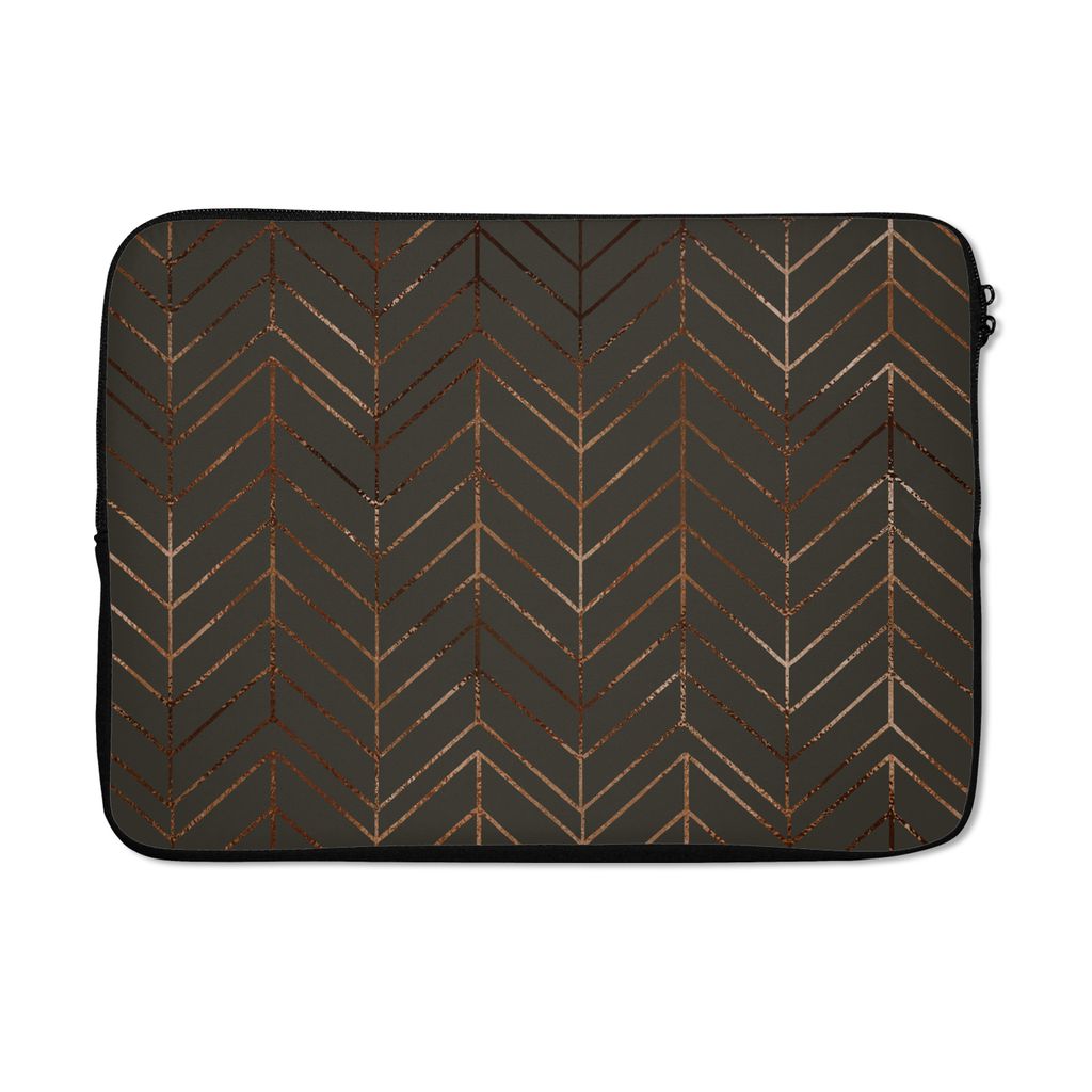 MuchoWow Laptop Hülle 14 ZollMuster - Bronze - Luxus - Grau Laptoptasche - Laptoptasche - Stoßsicher - Schutzhaube