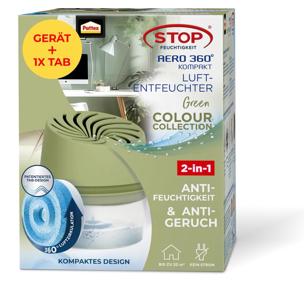 Pattex AERO 360° Kompakt Luftentfeuchter Green, 1 Gerät Produktbild 
