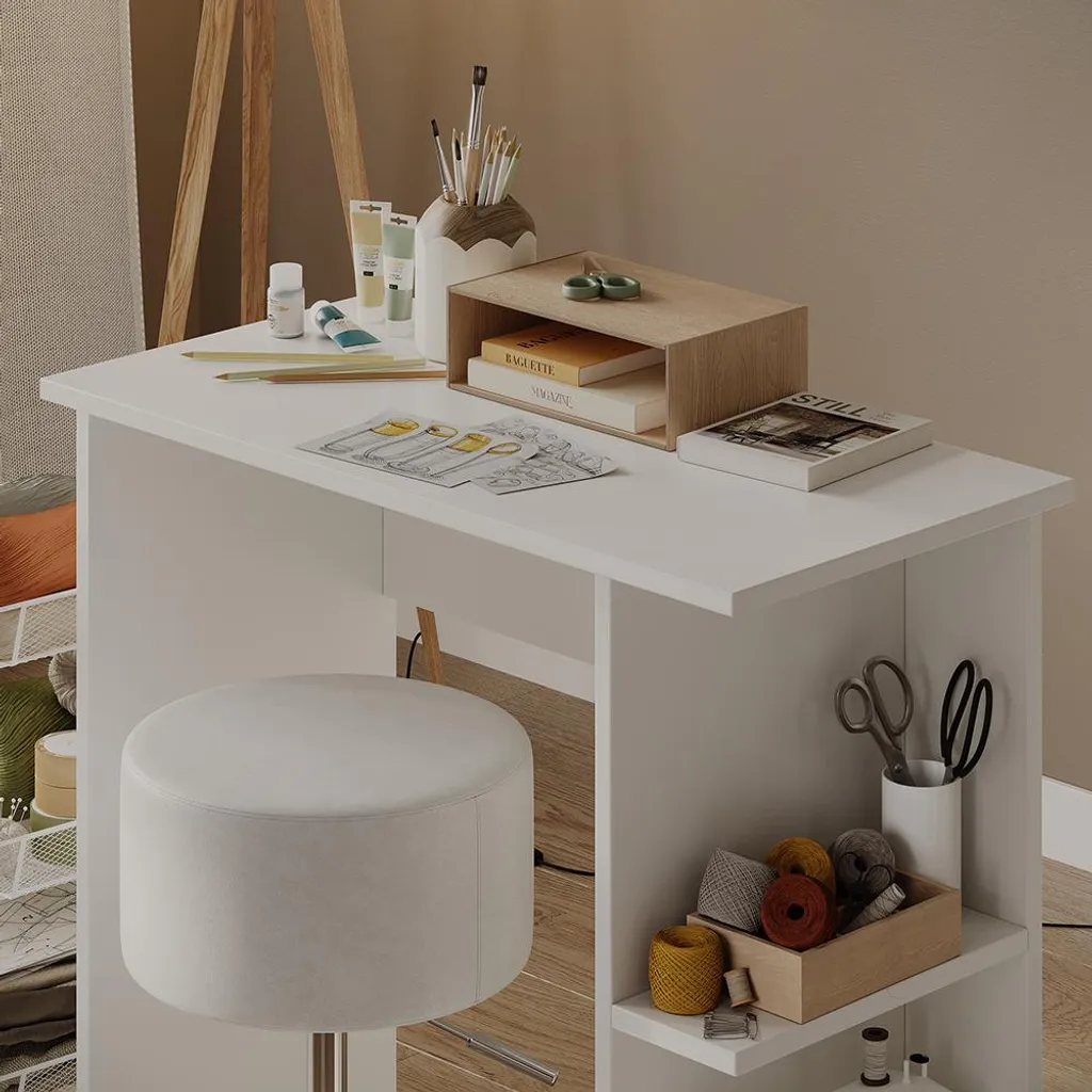 Bureau Informatique Gain de Place Blanc 80 cm - Solution Télétravail 59813