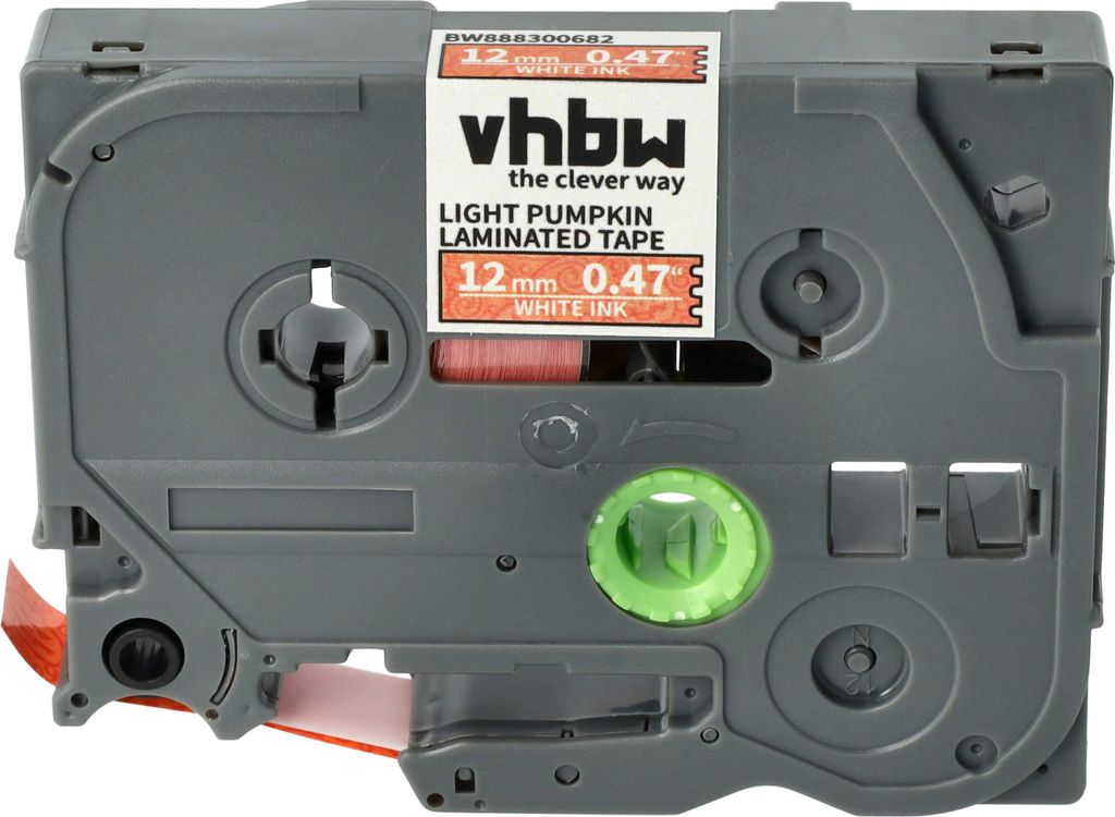vhbw Schriftband-Kassette kompatibel mit Brother PT H101, H100LB, H100R, H100P Etiketten-Drucker 8m x 12mm Weiß auf Orange (Kürbismuster), Laminiert