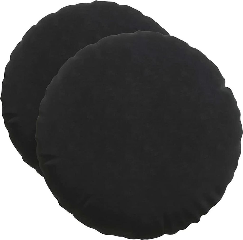 vidaXL Sitzkissen 2 pcs Schwarz Ø50 x 19 cm Samt