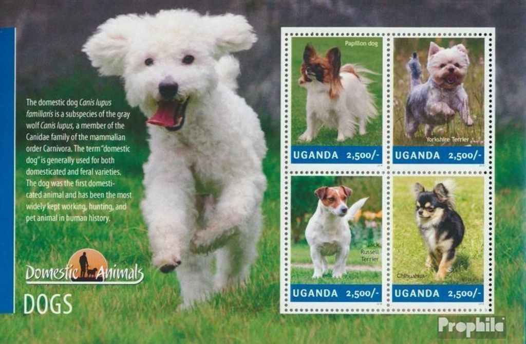 Briefmarken Uganda 2014 Mi 3310-3313 Kleinbogen (kompl.Ausg.) postfrisch Hunde