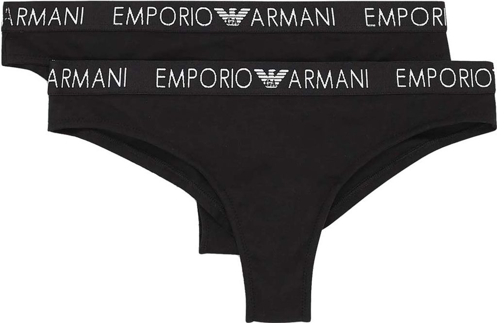 EMPORIO ARMANI Damen Slips Brazilian Briefs (2er Pack) XL Schwarz/Schwarz