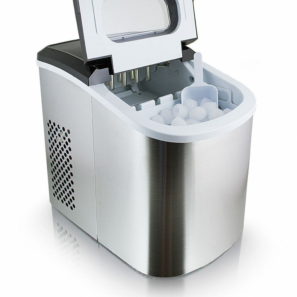 Design Eiswürfelmaschine Eiswürfelbereiter Icemaker Eismaschine Edelstahl Optik 