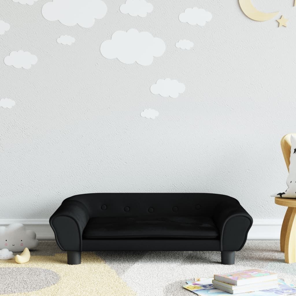 The Living Store Kindersofa Schwarz 70x45x26 cm Samt
