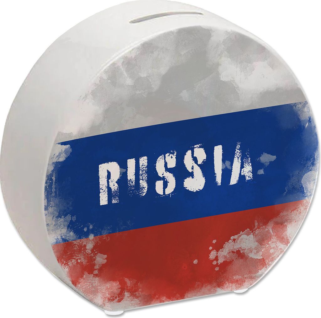 Spardose mit Russland-Flagge im Used Look - Sparschwein für Urlauber