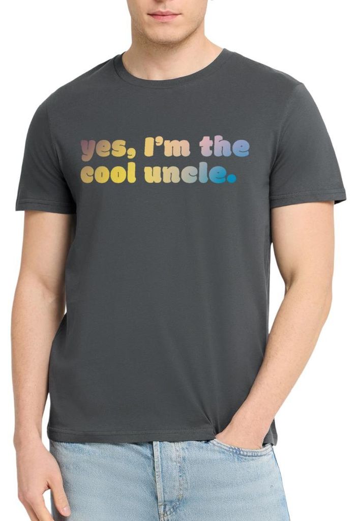Spreadshirt Yes I’m The Cool Uncle Lustiges Onkel Motiv Uni Bio T-Shirt, M, Anthrazit