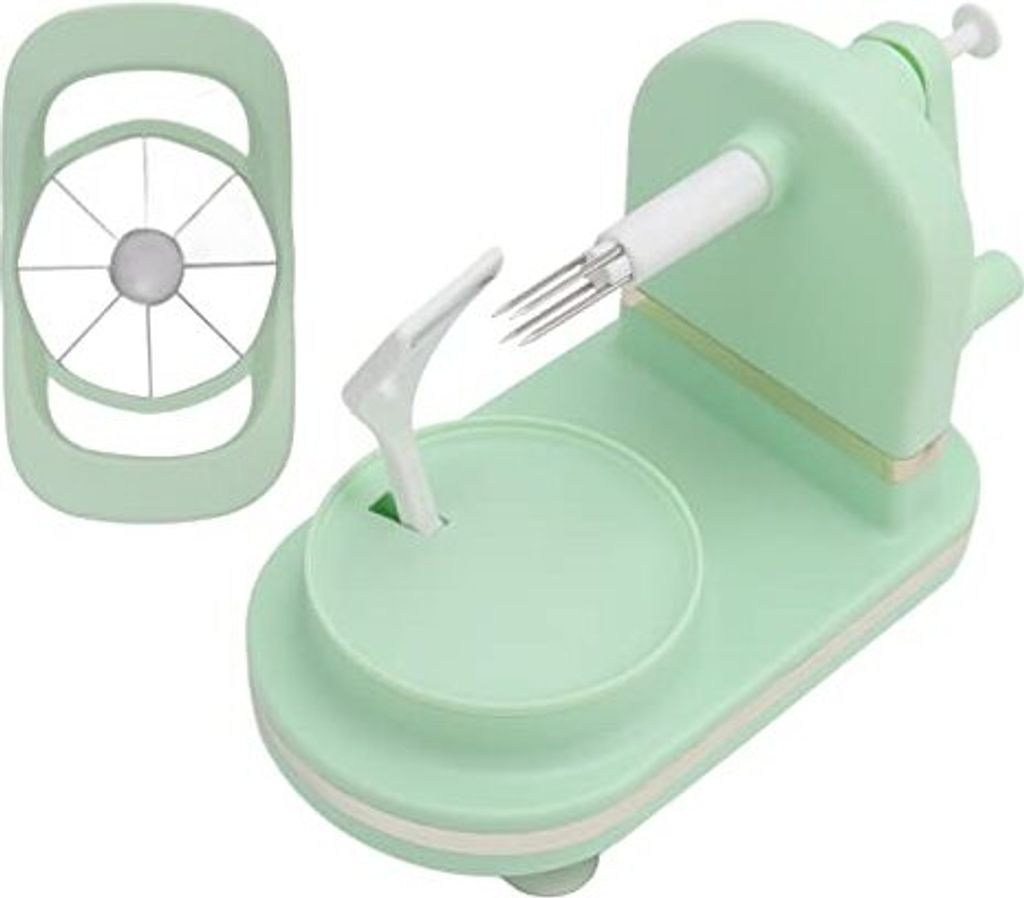 Handkurbel Apfelschäler, manuelles Obstschieler Made PP Edelstahl, Slicer Corer, Easy Tool Home Kitchen Restaurant (hellgrün)