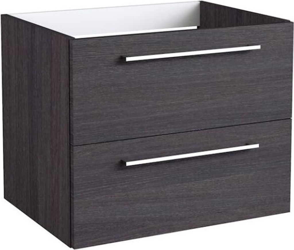 Waschtischunterschrank Rajkot 05 mit Siphonausschnitt, Farbe: Eiche Schwarz – 50 x 59 x 45 cm (H x B x T)