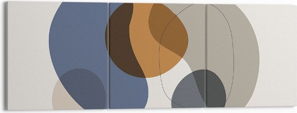 Bild auf Leinwand - Leinwandbild - 3 Teile - Boho Flecken abstrakt - 150x50cm - Wand Bild - Wanddeko - Wandbilder - Leinwanddruck - Bilder - Wandde...