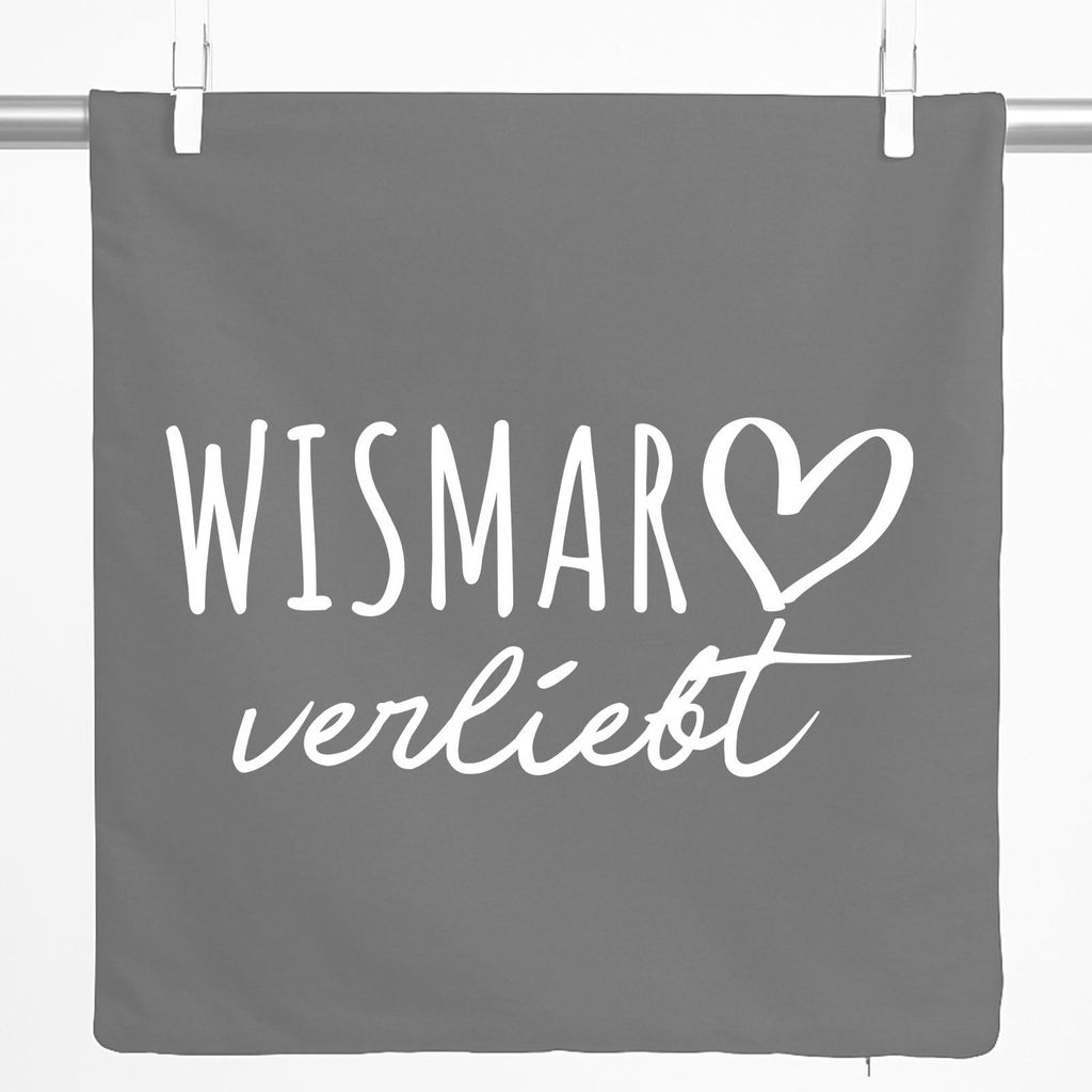 Huuraa Kissenbezug Wismar verliebt 40x40cm Steel Grey Baumwolle Dekokissenbezug Geschenkidee
