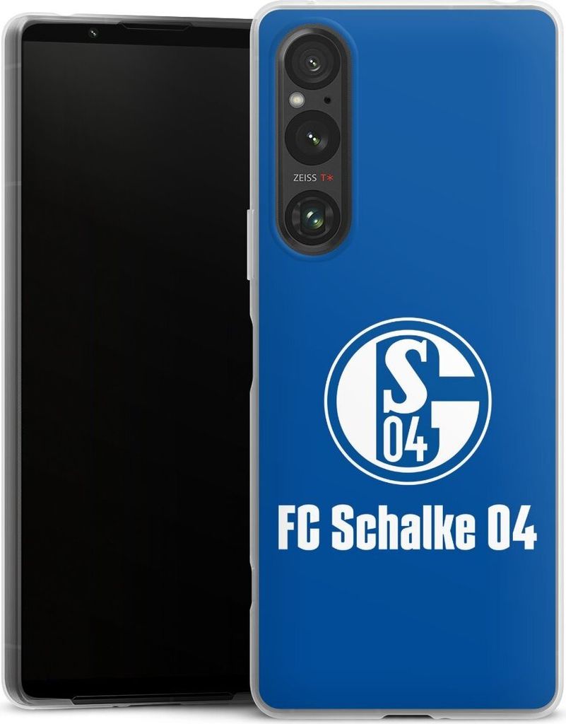 DeinDesign Slim Hülle für Sony Xperia 1 V Silikon Case Ultra Dünn Handyhülle FC Schalke 04 Logo Offizielles Lizenzprodukt