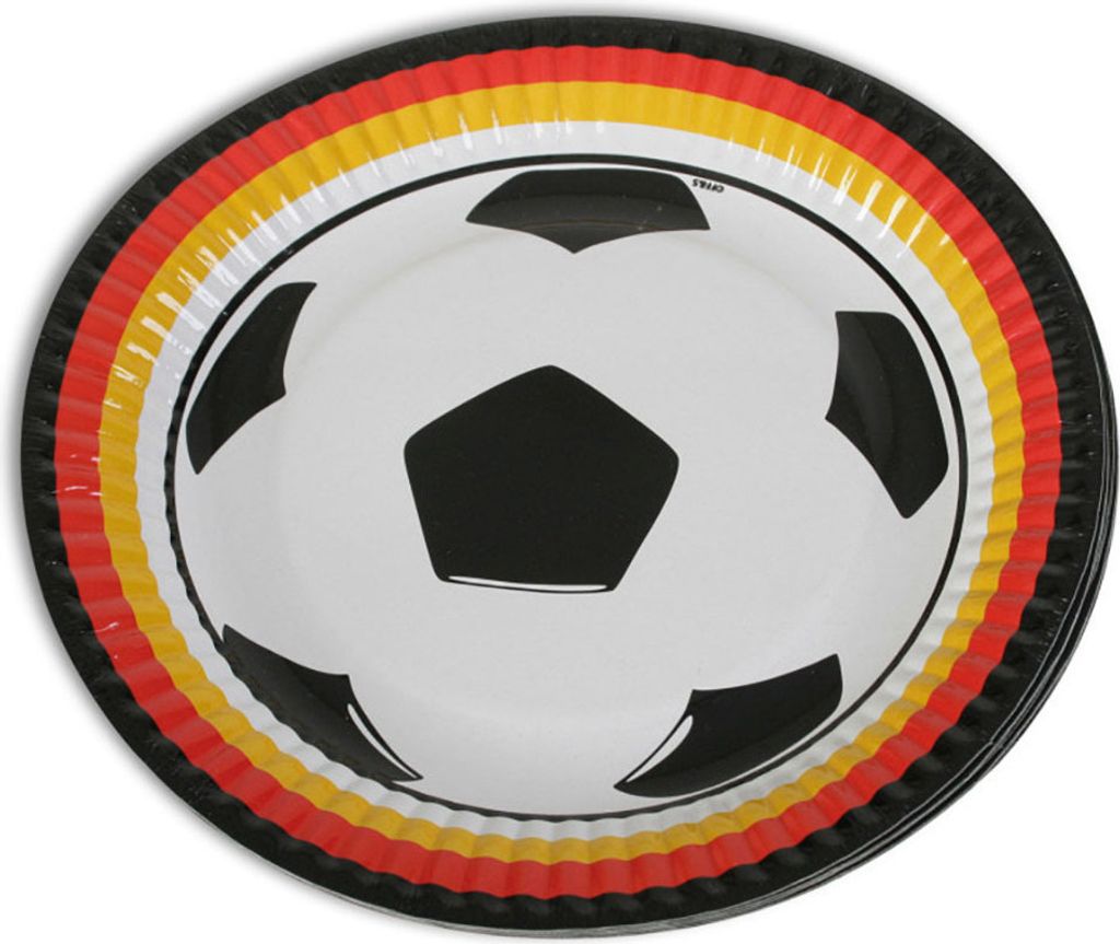 6 Stück Deutschland Fußball Party Einweg Essteller Teller Produktbild 