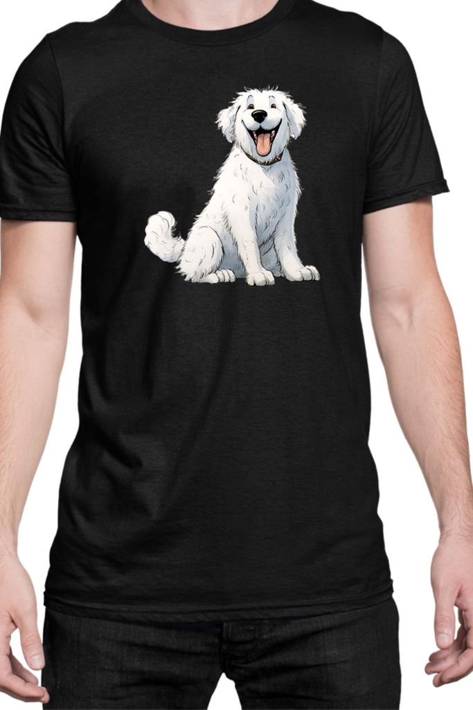 Herren T-Shirt Funny Dogs Breeds Kuvasz Dog Breed, Man 4XL / Schwarz