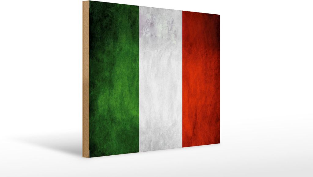 Holzschild Flagge Italien, 40x30 cm, Holzschilder Fahne Nationalität
