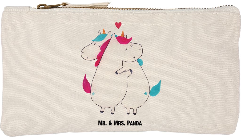 Mr. & Mrs. Panda Pouch Einhorn Mitteilung Größe S Klein - Weiß - Geschenk, Liebe, Federmappe, beauty case, Federtasche, Ehe, Unicorn, kosmetikt...